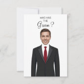 Wie heeft de bruidegom Scratch Off Game Bruiloft T Bedankkaart (Voorkant)