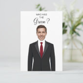 Wie heeft de bruidegom Scratch Off Game Bruiloft T Bedankkaart (Staand voorkant)