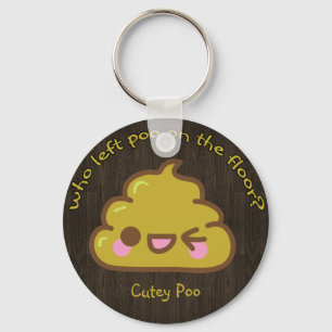 Wie heeft de "cutey"-poo op de vloer achtergelaten sleutelhanger
