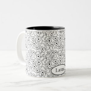 Wie heeft de honden uitgelaten? tweekleurige koffiemok