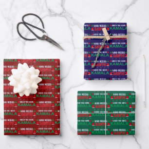 Wie heeft de Kerstman nodig als je Kamala Harris X Inpakpapier Vel