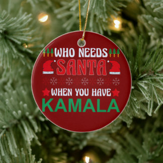 Wie heeft de Kerstman nodig als je Kamala Harris X Keramisch Ornament