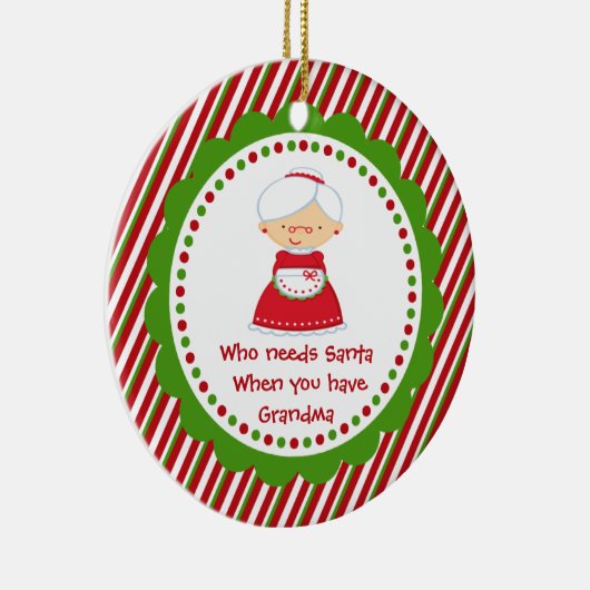 Wie heeft de Kerstman nodig... Oma Kerstversiering Keramisch Ornament (Rechts)