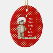 Wie heeft de Kerstman nodig... Opa kerstversiering Keramisch Ornament (Rechts)