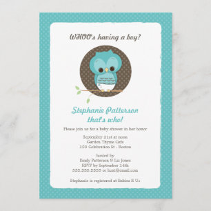 Wie heeft een jongen? Owl Baby shower Invitation Kaart