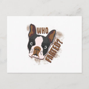 Wie heeft er gevlucht? Geeky Funny Dog Lover Bosto Briefkaart