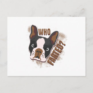 Wie heeft er gevlucht? Geeky Funny Dog Lover Bosto Briefkaart