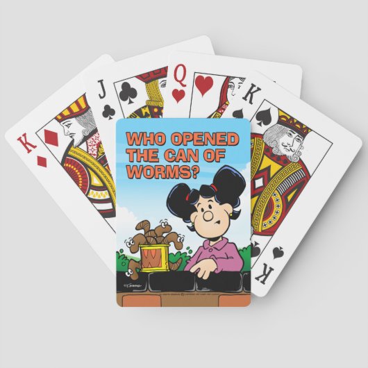 Wie heeft het blik van de Worms geopend Speelkaarten (Achterkant)