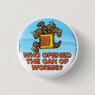 Wie heeft het blik van Worms geopend Ronde Button 3,2 Cm