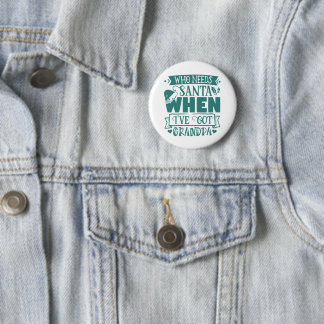 Wie heeft opa nou Santa nodig - Opa Ronde Button 5,7 Cm