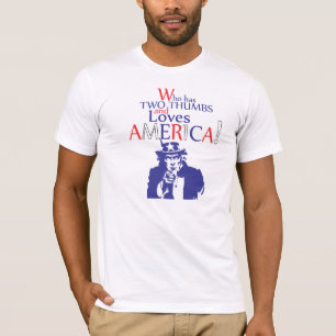 Wie heeft twee duimen en houdt van Amerika T-shirt