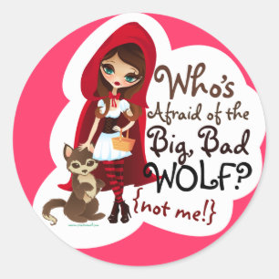 Wie is bang voor de Big Bad Wolf? Ronde Sticker
