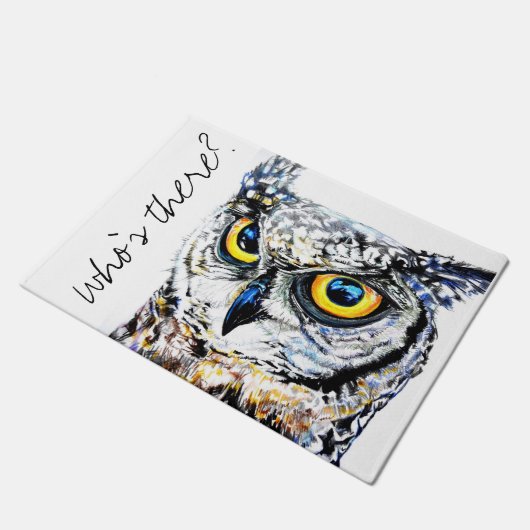 Wie is daar? uil deurmat (Schuin)