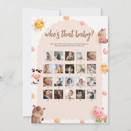 Wie is dat Baby-fotospel en antwoord Kaart (Voorkant)