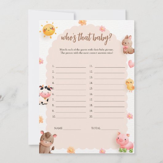 Wie is dat Baby-fotospel en antwoord Kaart (Achterkant)