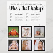 Wie is dat baby shower spelletje grappig simpel kl flyer (Achterkant)