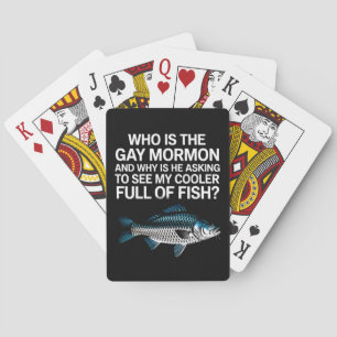 Wie is de Gay Mormon Funny LGBTQ Pride Fish Pokerkaarten