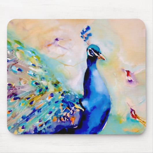 "Wie is de ?" Peacock en levende vogels Muismat (Voorkant)