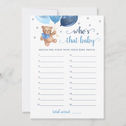 Wie is die Baby Photo Baby shower Teddy Bear Kaart (Voorkant)