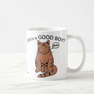 Wie is een GOEIE JONGEN? Bruine Tabby Kat Mok