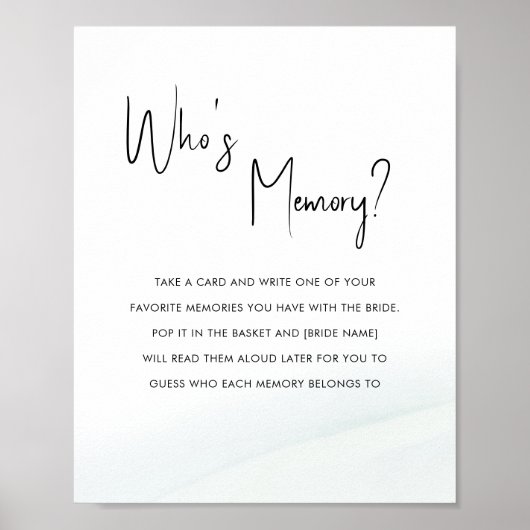 Wie is het Geheugen Vrijgezellenfeest Groene Wash Poster (Voorkant)