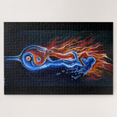 Wie is het vuur, wie is het water? legpuzzel (Horizontaal)