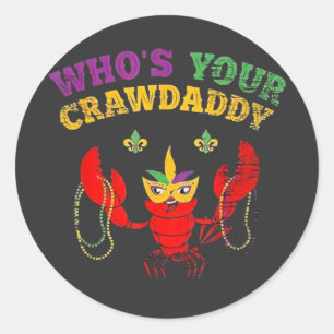 Wie is je Crawdaddy Crawfish Kralen Jester Mardi G Ronde Sticker