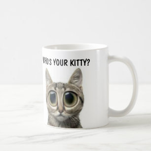 Wie is je kat? Big eyed cat grappige koffiemuizen Koffiemok
