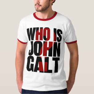 Wie is John Galt? met rood vraagteken T-shirt