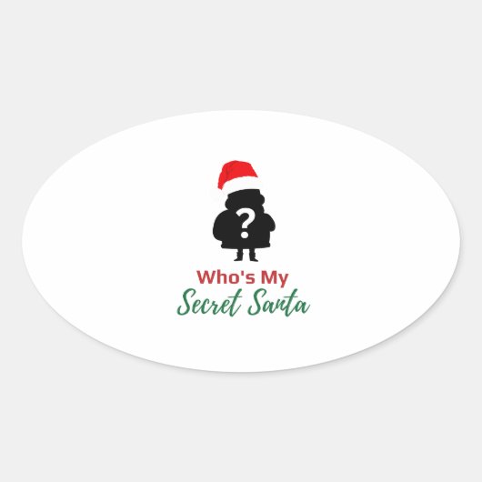 Wie is mijn geheime kerstman? ovale sticker (Voorkant)