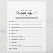 Wie kan het Phrase Baby shower Game van papa afmak (Voorkant)