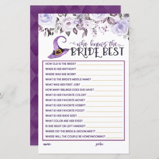 Wie kent de beste bride - deze getuige heeft geget (Voorkant / Achterkant)