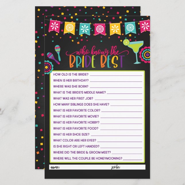 Wie kent de Bride Best - Fiesta (Voorkant / Achterkant)