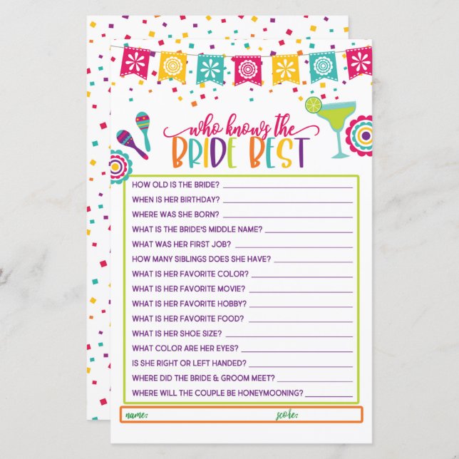 Wie kent de Bride Best - Fiesta WH (Voorkant / Achterkant)