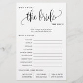 Wie kent de Bride Editable Paper Game Kaart (Voorkant)