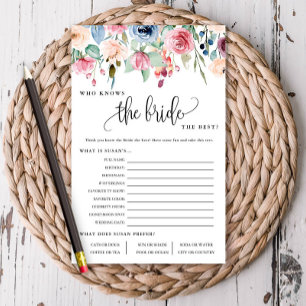 Wie kent de Bride Floral Border Paper Game Kaart