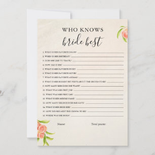 Wie kent de bruid beste spel Kaart