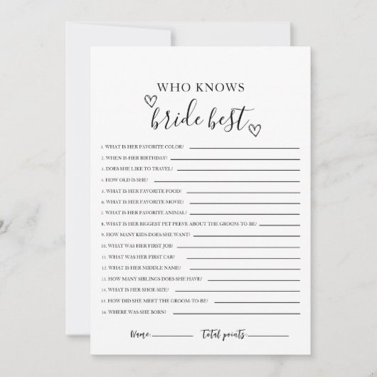 Wie kent de bruid beste Vrijgezellenfeest Kaart (Voorkant)