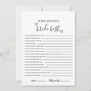 Wie kent de bruid beste Vrijgezellenfeest Kaart