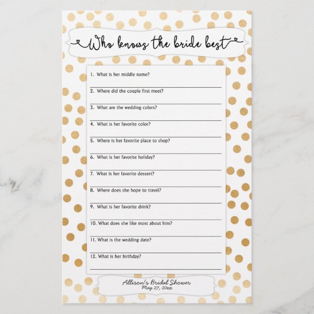 Wie kent de bruid die hij zei dat ze gouden punt 3 (Voorkant)