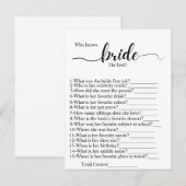 Wie kent de bruid het best bruidsshower-feestspel briefkaart (Voorkant / Achterkant)