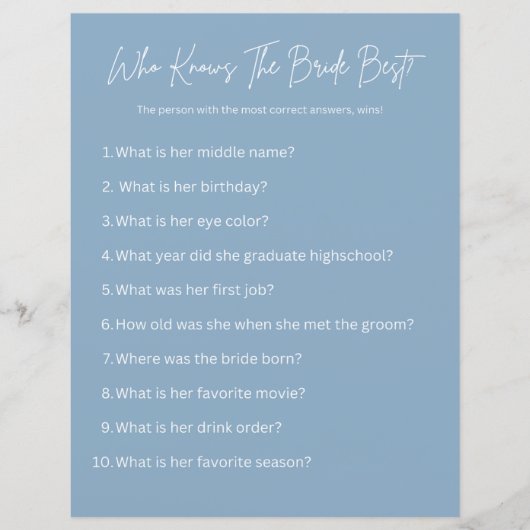 Wie kent de bruid het beste? partyspel (Voorkant)