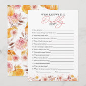 Wie kent de Daddy Best Herfst Baby shower Game Kaart (Voorkant / Achterkant)