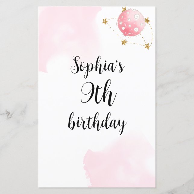 Wie kent de verjaardag meisje beste spel - Space (Achterkant)