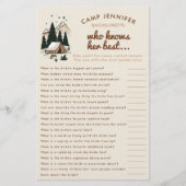 Wie kent haar beste Camp Bachelorette Party spel Flyer (Voorkant)