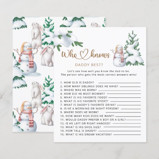 Wie kent het beste baby shower-spel voor papa (Voorkant / Achterkant)