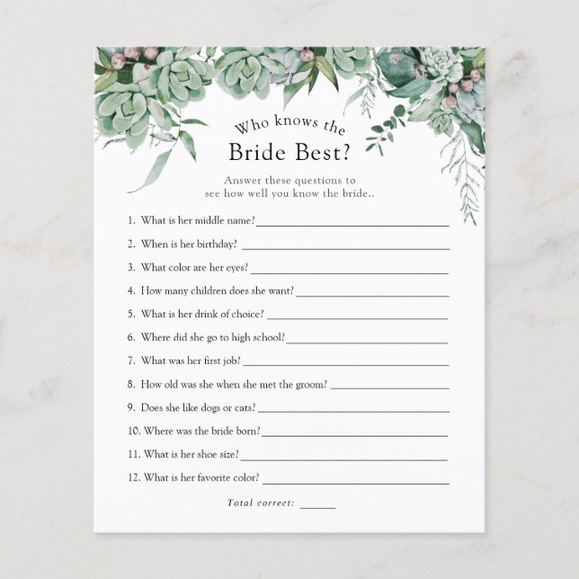 Wie kent het beste bridal-spel (Voorkant)