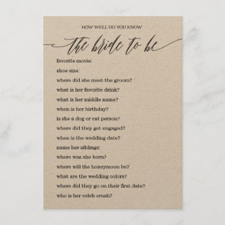 Wie kent het beste spel van het Vrijgezellenfeest  Informatiekaartje