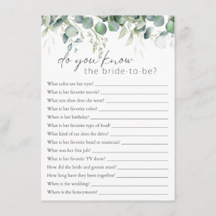 Wie kent het Bride Eucalyptus Vrijgezellenfeest Ga Informatiekaartje