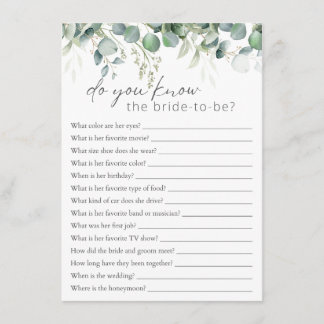 Wie kent het Bride Eucalyptus Vrijgezellenfeest Ga Informatiekaartje